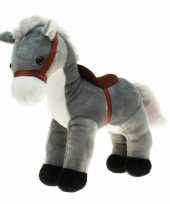 Pluche paarden knuffel grijs 30 cm speelgoed