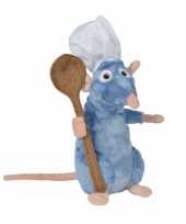 Pluche rat knuffel remy ratatouille met lepel 25 cm