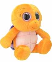 Pluche schildpad knuffel oranje paars 30 cm