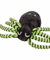 Pluche spin knuffel zwart groen 14 cm