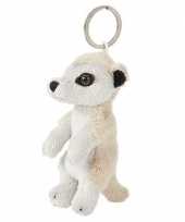 Pluche stokstaartje knuffel sleutelhanger 10 cm