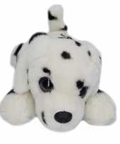 Pluche wit met zwarte stippen dalmatier honden knuffel 25 cm