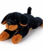Pluche zwart bruine rottweiler honden knuffel 13 cm speelgoed