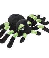 Pluche zwart groene spin knuffel met glitters 13 cm speelgoed