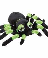 Pluche zwart groene spin knuffel met glitters 22 cm speelgoed