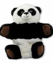 Pluche zwart witte panda handpop knuffel 22 cm speelgoed