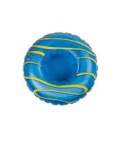 Poppen knuffel opblaas zwemband blauw donut 16 cm