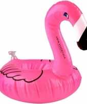 Poppen knuffel opblaas zwemband flamingo 16 cm