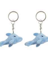 Set van 10x stuks pluche dolfijnen knuffel sleutelhanger 6 cm