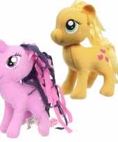 Set van 2x pluche my little pony speelgoed knuffels applejack en sparkle 13 cm