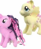 Set van 2x pluche my little pony speelgoed knuffels fluttershy en sparkle 13 cm