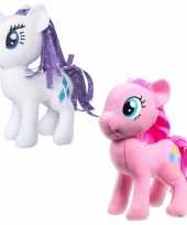 Set van 2x pluche my little pony speelgoed knuffels rarity en pinkie pie 13 cm