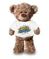 Super doctor dokter pluche teddybeer knuffel 24 cm wit t-shirt